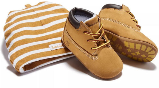 Timberland infant crib bootie and hat set